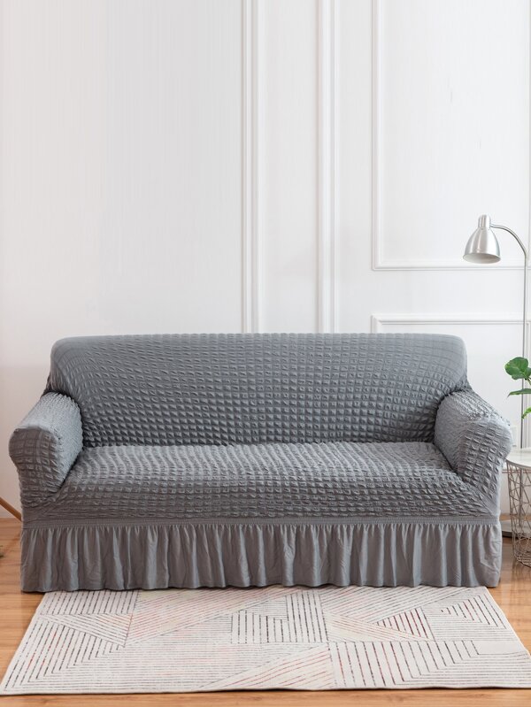 1pc Stretch Sofa Slipcover, Easy Fitted Sofa Couch Cover With Skirt