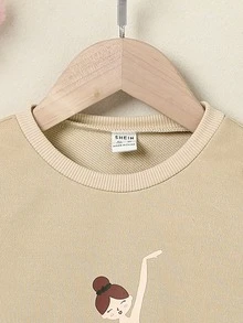 Toddler Girls Figure Graphic Sweatshirt - Khaki - View 4