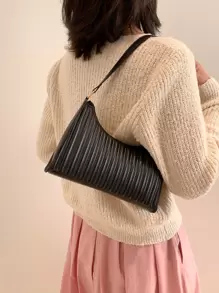 極簡風格絎縫法棍包 - 黑色 - 查看 4