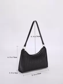 極簡風格絎縫法棍包 - 黑色 - 查看 8