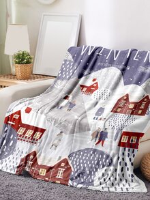 1pc Figure & Letter Graphic Blanket - Multicolor - View 2