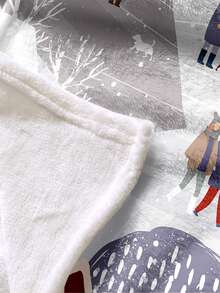 1pc Figure & Letter Graphic Blanket - Multicolor - View 5