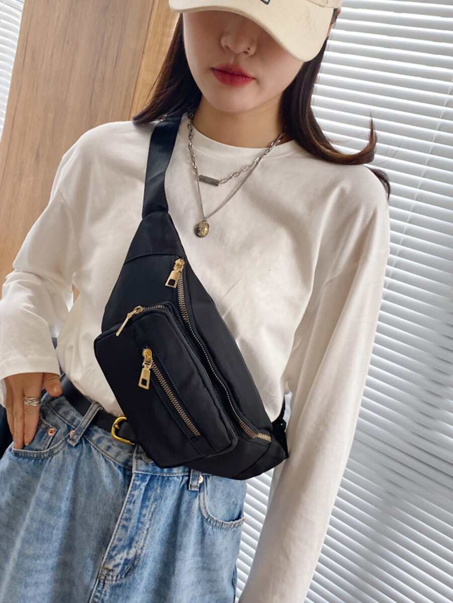Multi Zip Waist Bag - Black - View 1