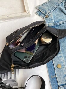 Multi Zip Waist Bag - Black - View 4