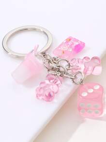 1pc Cute Bear & Dice Charm Keychain For Gifts, Wallets, School Bags, Backpacks, And Satchels Valentine's Day Valentines Car Accessories Bag Charm