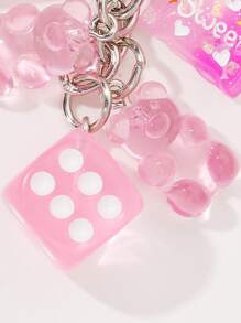 1pc Cute Bear & Dice Charm Keychain For Gifts, Wallets, School Bags, Backpacks, And Satchels Valentine's Day Valentines Car Accessories Bag Charm