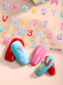 Beauty Sticker 1 hoja Pegatina de arte de uña con estampado de letra - Multicolor - Ver 2