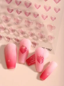 Beauty Sticker 2sheets Heart & Claw Pattern Nail Art Sticker - Multicolor - View 3