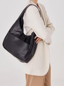 Túi vai màu trơn Thanh lịch - màu đen - Xem 1