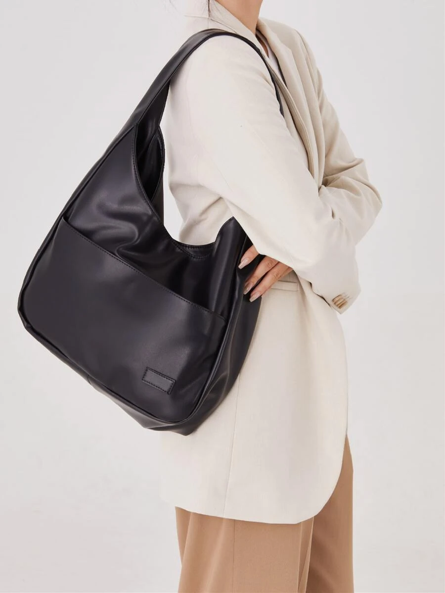 Túi vai màu trơn Thanh lịch - màu đen - Xem 1