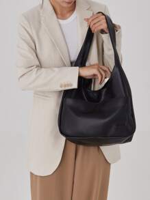 Túi vai màu trơn Thanh lịch - màu đen - Xem 5