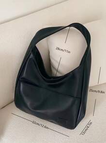 Túi vai màu trơn Thanh lịch - màu đen - Xem 8