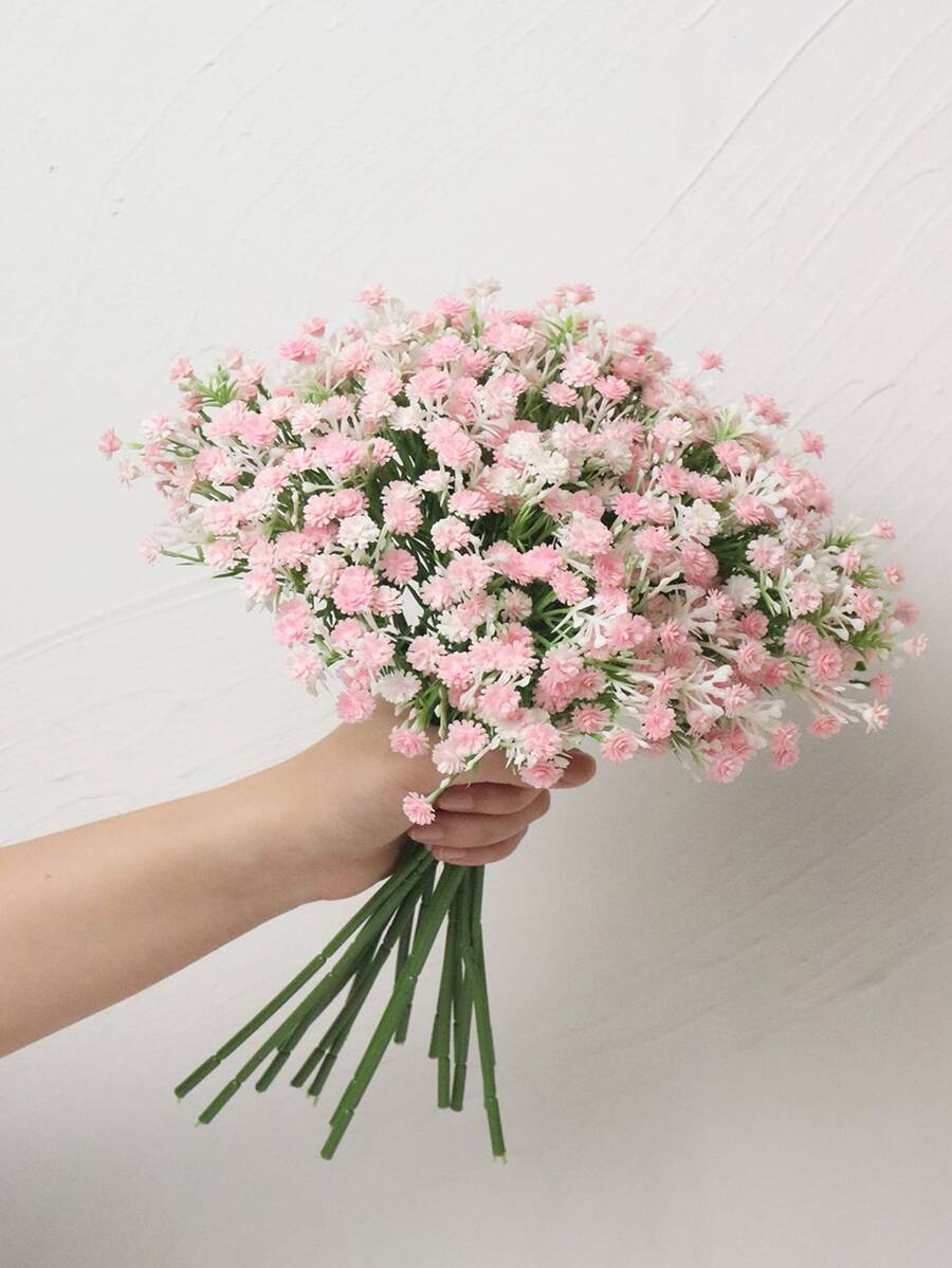 1pc 31cm Plastic Artificial Baby's Breath Bouquet, Suitable For Wedding Decor, Home Decor, Festival & Birthday Party Decoration - Pink - View 1