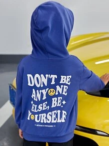SHEIN Young Boys Cartoon & Slogan Graphic Sweatshirt - Blue - View 2