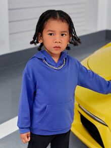 SHEIN Young Boys Cartoon & Slogan Graphic Sweatshirt - Blue - View 7