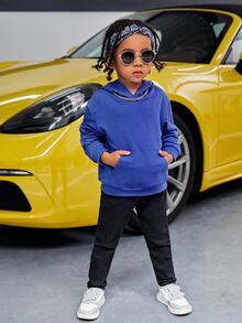 SHEIN Young Boys Cartoon & Slogan Graphic Sweatshirt - Blue - View 5