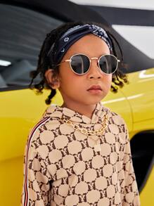 SHEIN 小男童滿版印花連帽衫和運動褲 - 彩色 - 查看 4