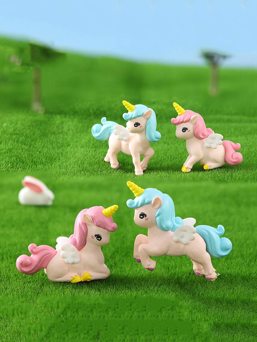 4入組卡通獨角獸設計園林裝飾擺件