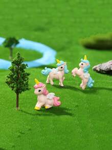 4入組卡通獨角獸設計園林裝飾擺件