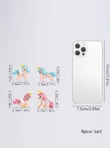 4入組卡通獨角獸設計園林裝飾擺件