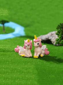 4入組卡通獨角獸設計園林裝飾擺件