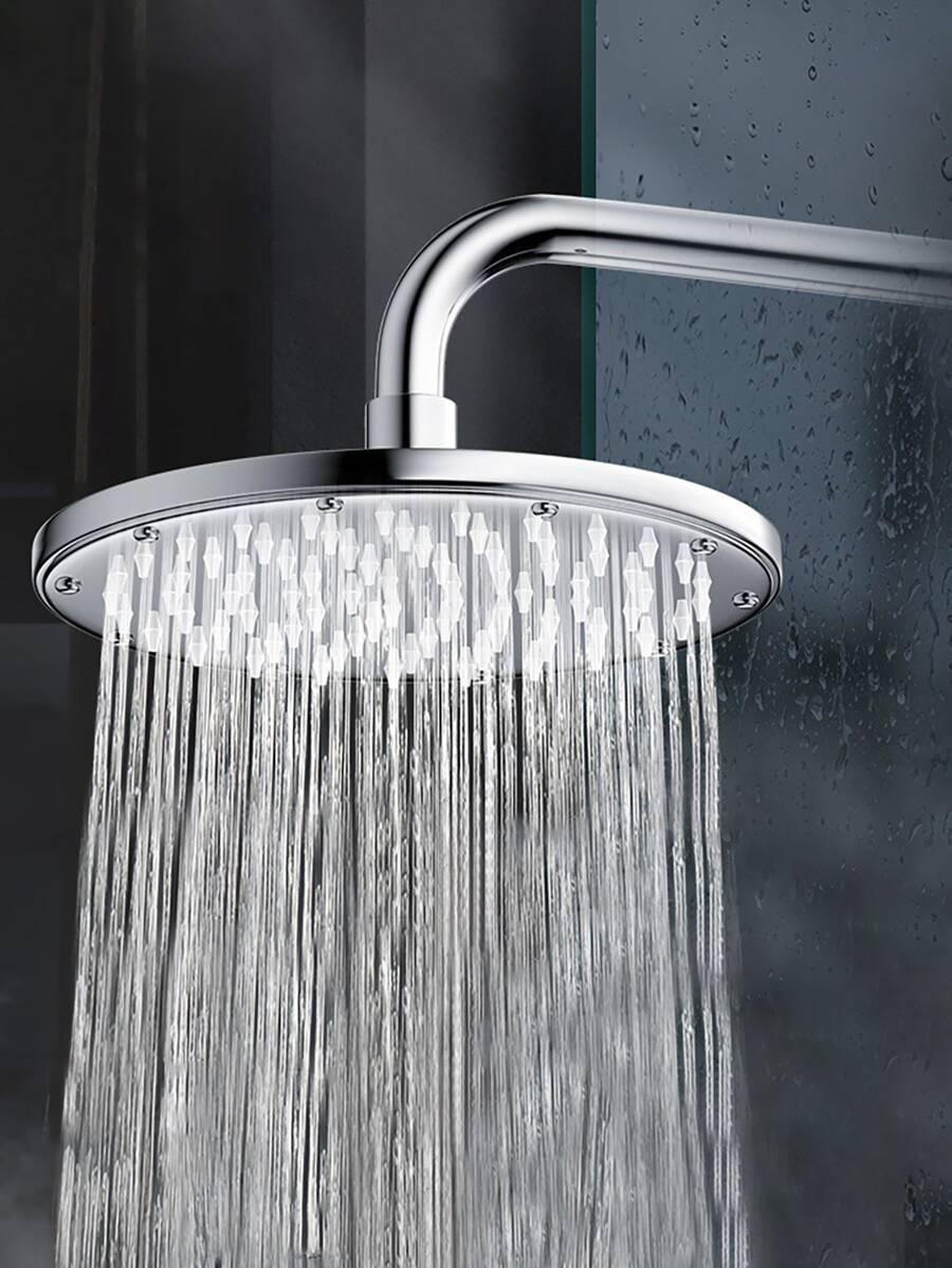 1pc Stainless Steel Showerhead, Round Handheld Shower Sprinkler For Bathroom - Silver - View 1