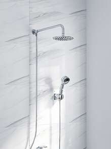 1pc Stainless Steel Showerhead, Round Handheld Shower Sprinkler For Bathroom - Silver - View 2