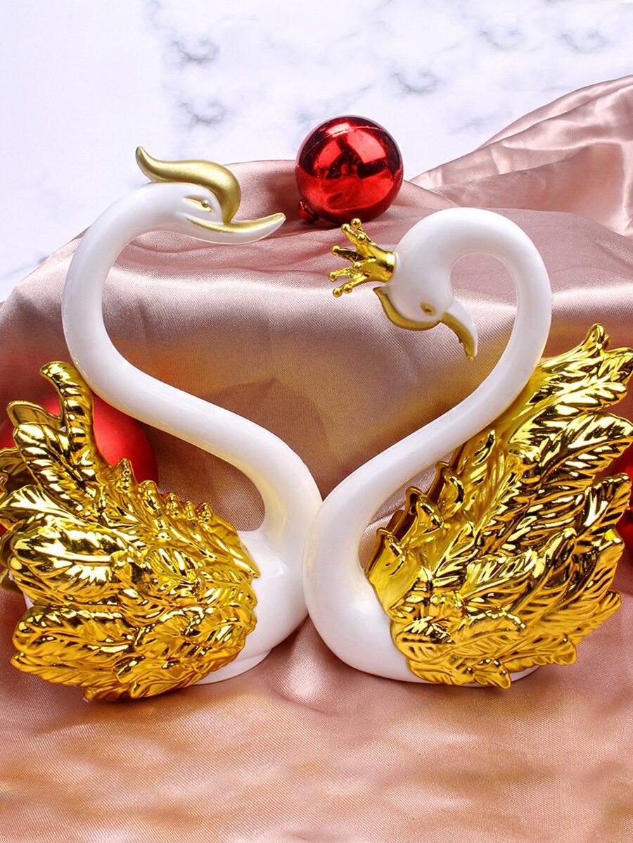 2 piezas diseño de cisne decoración artesanal, decoración de arte plástico para decoración del hogar - Multicolor - Ver 1