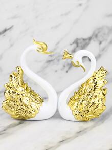 2 piezas diseño de cisne decoración artesanal, decoración de arte plástico para decoración del hogar - Multicolor - Ver 3