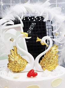 2 piezas diseño de cisne decoración artesanal, decoración de arte plástico para decoración del hogar - Multicolor - Ver 4