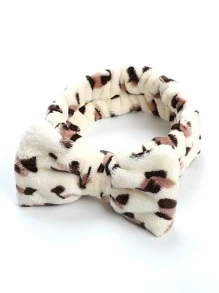 1pc Leopard Pattern Bow Decor Bath Headband, Soft Cute Bath Hair Band For Bathroom - Multicolor - View 3