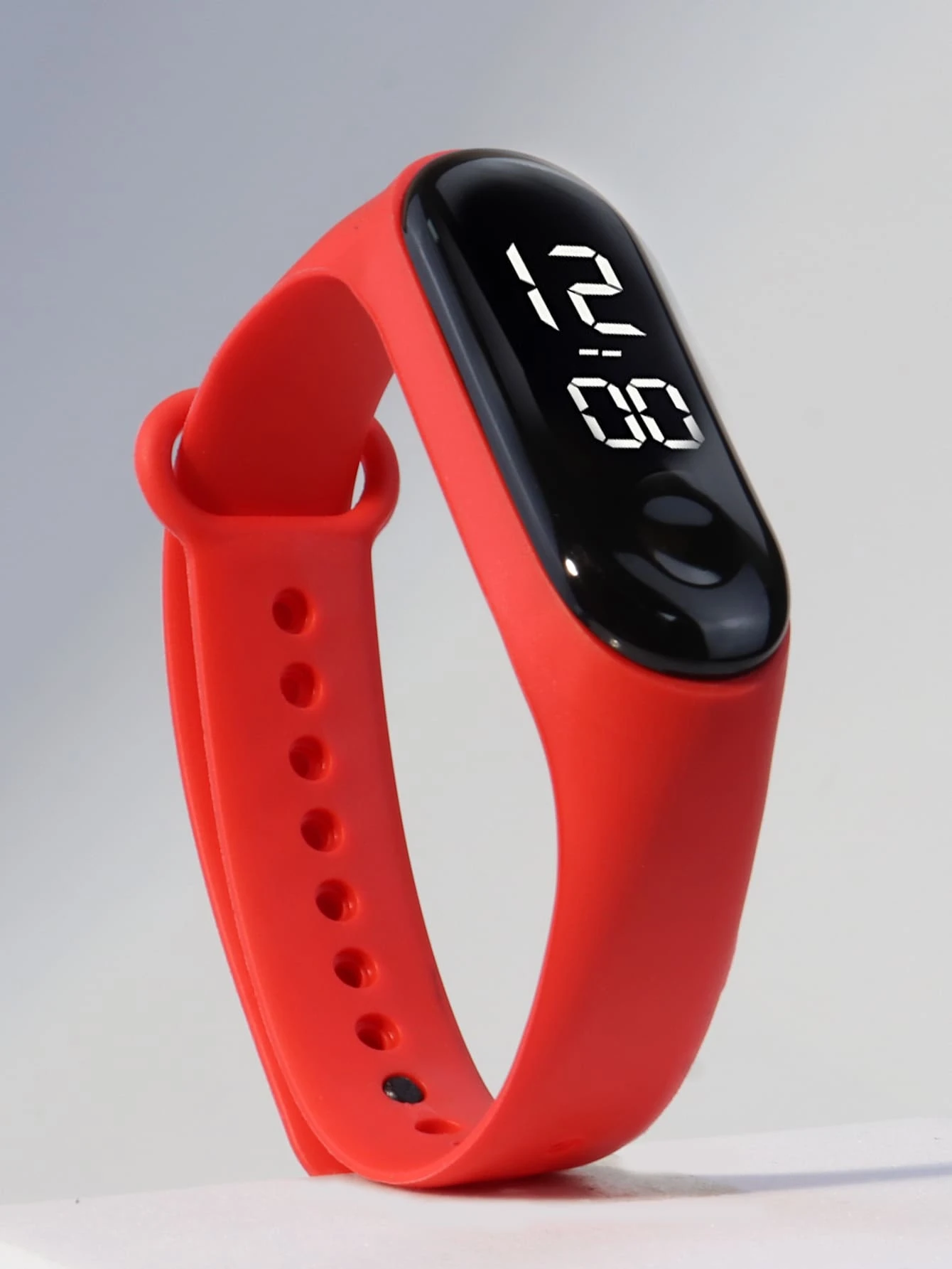 橢圓形錶盤數字手錶 - 紅色 - 查看 1