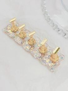 Magnetic Strip Nail Bracket 5pcs Resin Wavy Sequins Exercise Base Bracket Is Suitable For Women And Girls,Nail Supplies,Nail Tools,Nail Art Tools,Back To School,Nails,Nail Tools For Press On Nails