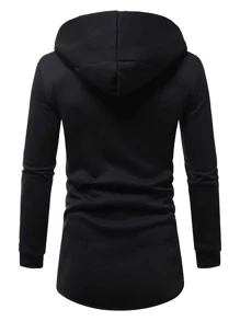 Manfinity Homme Men Letter Graphic Open Front Hoodie - Black - View 2
