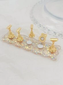 Magnetic Strip Nail Bracket 5pcs Resin Wavy Sequins Exercise Base Bracket Is Suitable For Women And Girls,Nail Supplies,Nail Tools,Nail Art Tools,Back To School,Nails,Nail Tools For Press On Nails