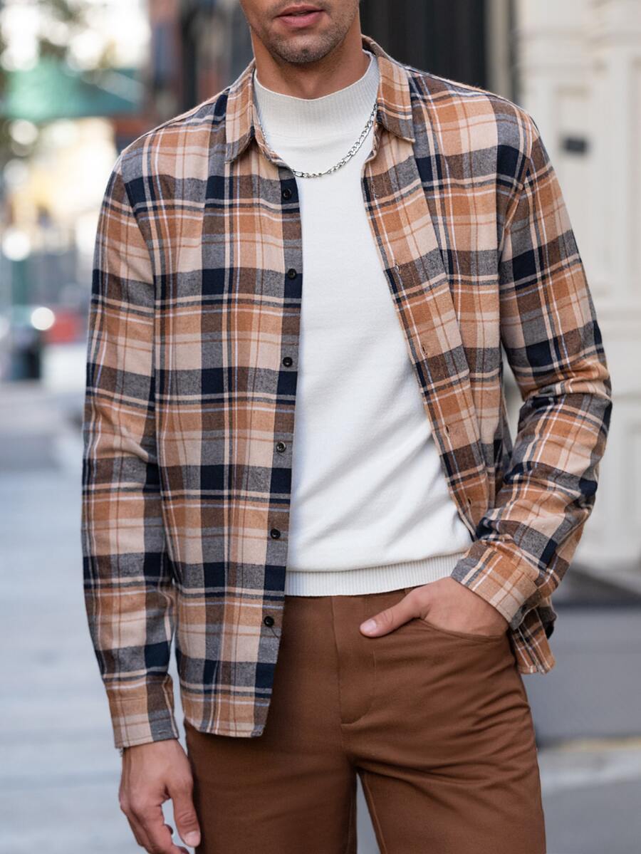 Manfinity 男士格紋印花襯衫