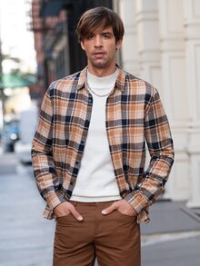 Manfinity 男士格紋印花襯衫