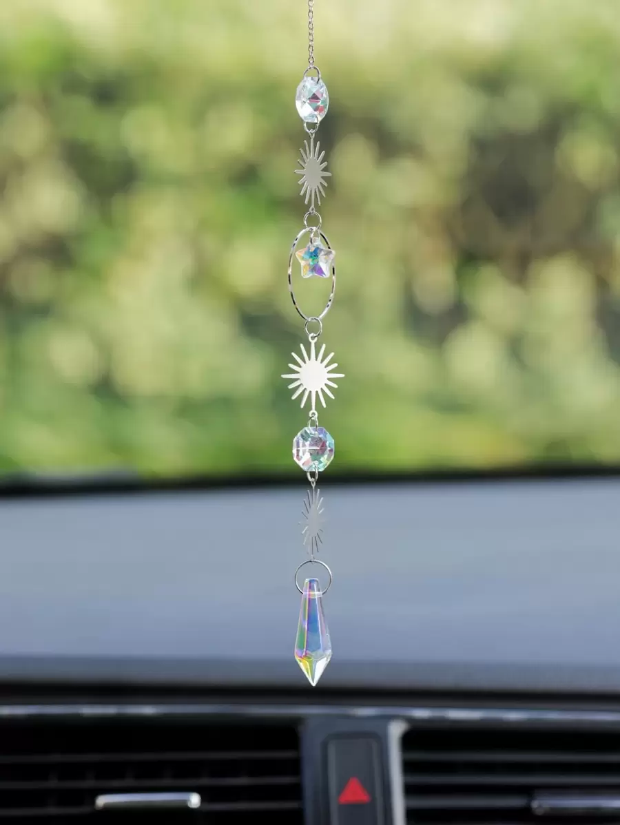 1 pieza Adorno colgante de coche sol & con diseño de cristal - Multicolor - Ver 1