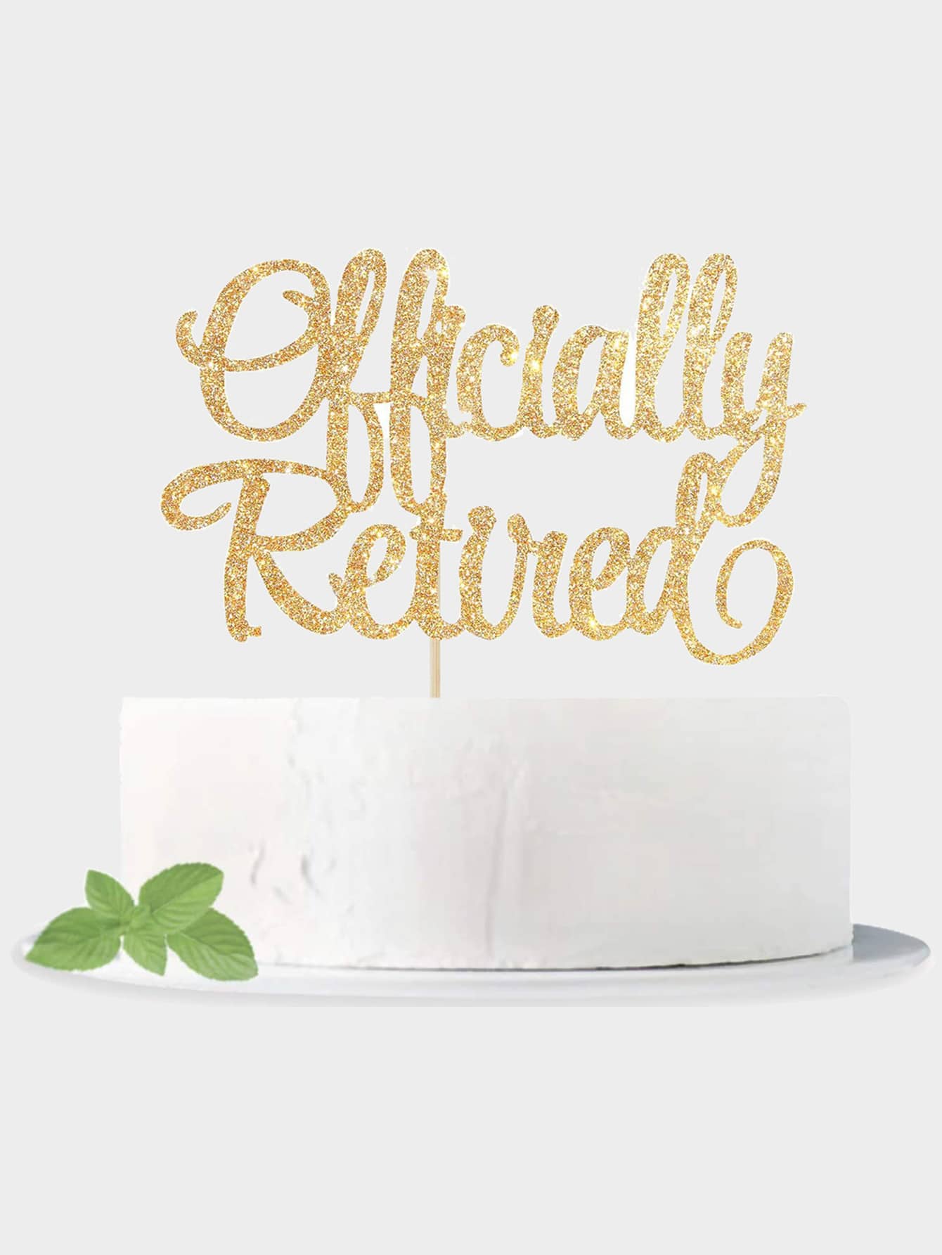 1pc Glitter Letter Graphic Cake Topper - Gold - View 1