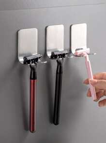 1 pieza Titular de la maquinilla de afeitar de acero inoxidable sin perforación - Plateado - Ver 2