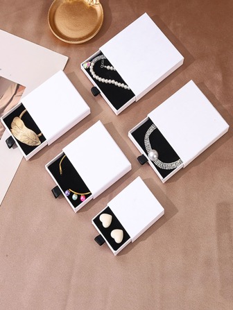 1pc Solid Jewelry Storage Box, White Jewelry Organizer For Home, Gift For Back To School