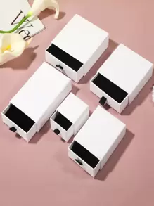 1pc Solid Jewelry Storage Box, White Jewelry Organizer For Home, Gift For Back To School - White - View 4