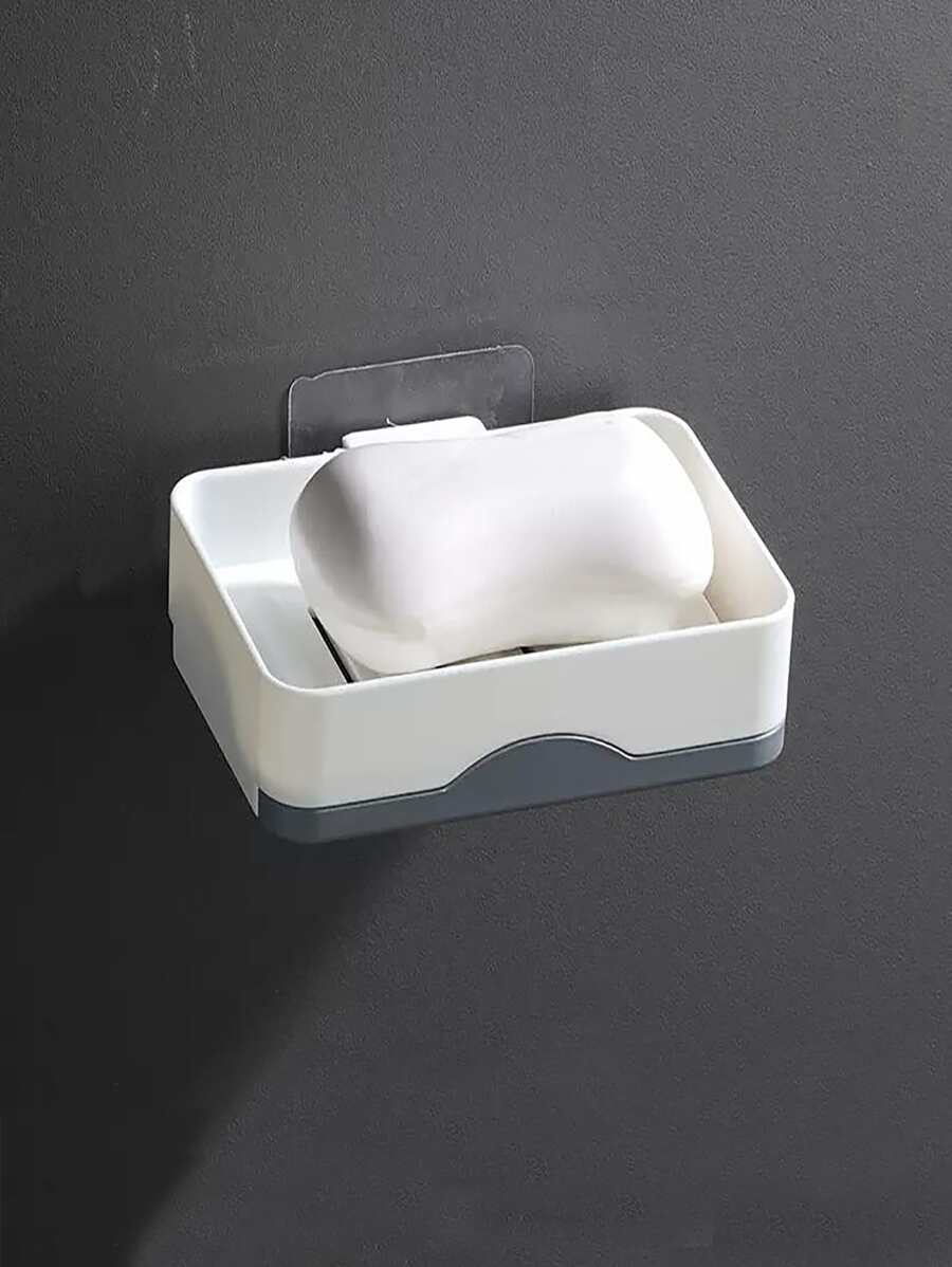 1pc Punch-free Soap Dish - White - View 1