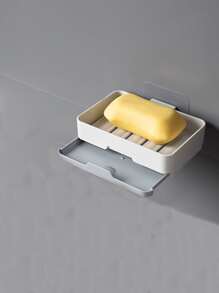 1pc Punch-free Soap Dish - White - View 4