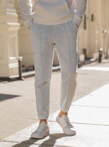 Manfinity VCAY Men Solid Slant Pocket Joggers - Light Grey - View 1