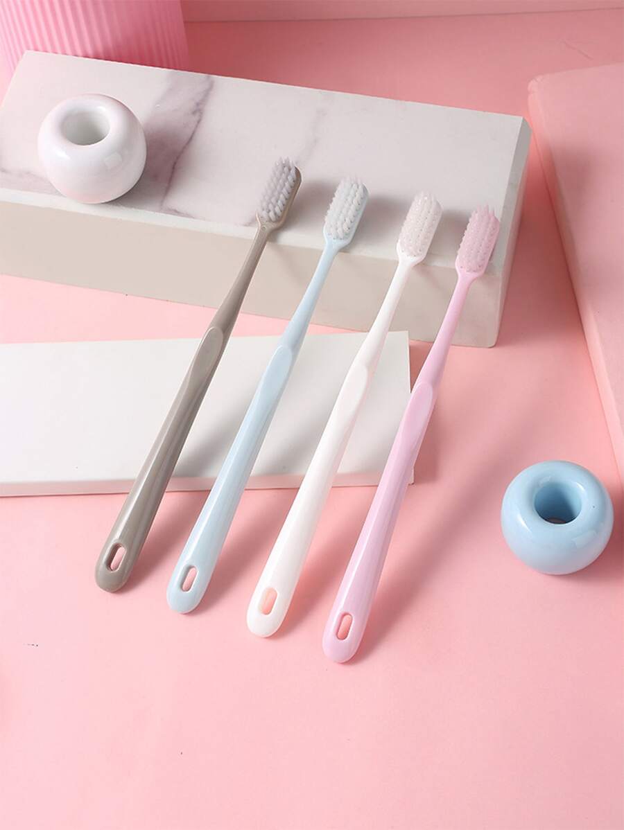 4 piezas Cepillo de dientes liso portátil - Multicolor - Ver 1