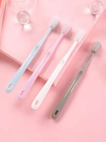 4 piezas Cepillo de dientes liso portátil - Multicolor - Ver 4