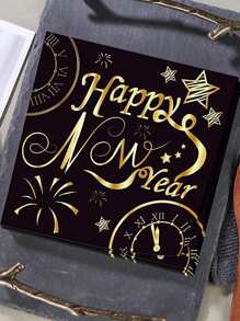 24pcs Metallic Slogan Graphic Disposable Napkin - Multicolor - View 1