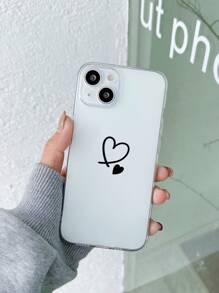 1pc Colorful Painted Heart Pattern Phone Case, 2pcs/Set Compatible With IPhone/Samsung Phones - Black and White - View 4
