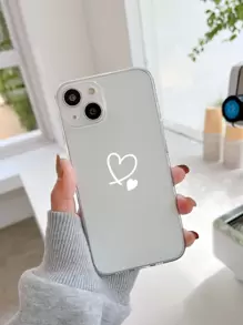 1pc Colorful Painted Heart Pattern Phone Case, 2pcs/Set Compatible With IPhone/Samsung Phones - Black and White - View 5